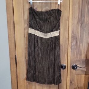 Forever 21 Brown and Gold Strapless Dress
